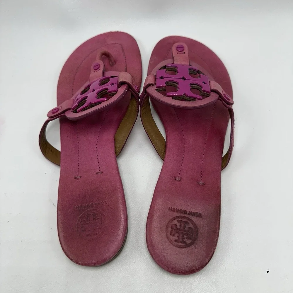 Tory Burch Miller Sandals Pink Weather Thong Size 9.5 M Shoes Flat Rose‎